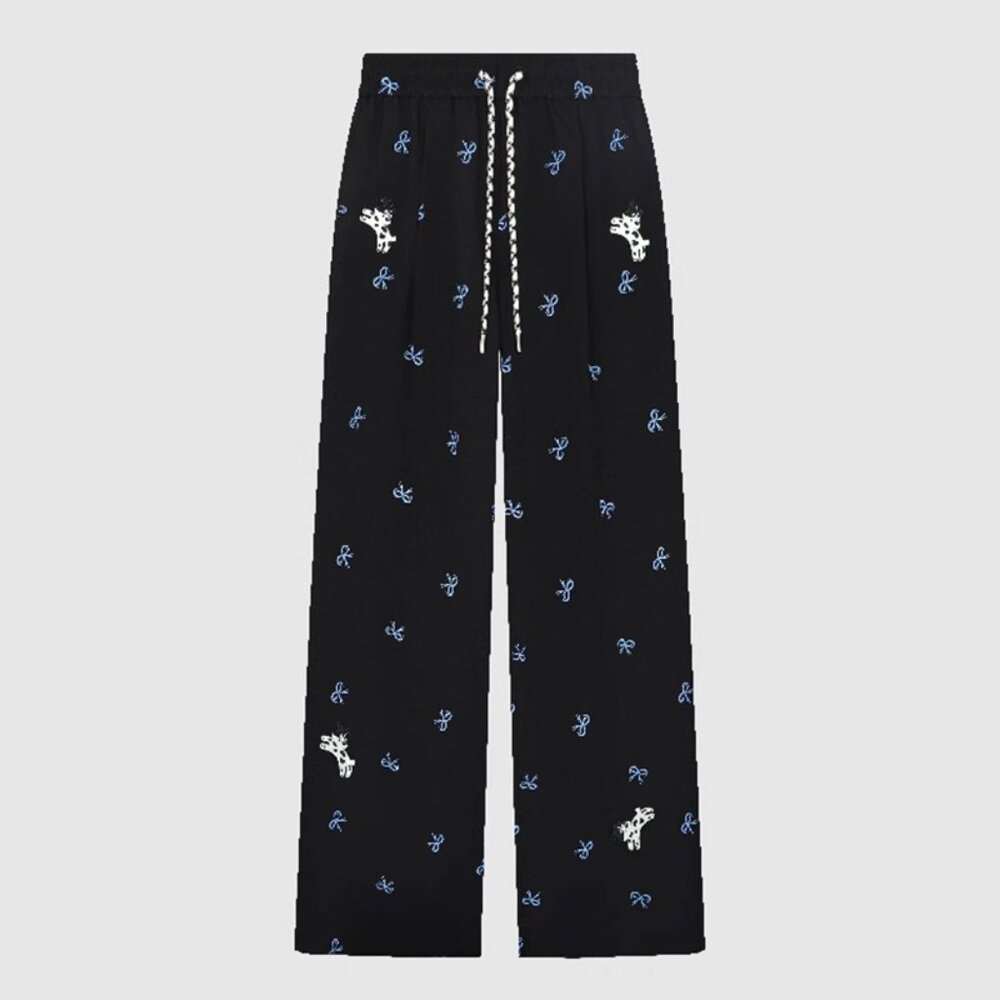 B.sure Bow Puppy Embroidered Casual Pants